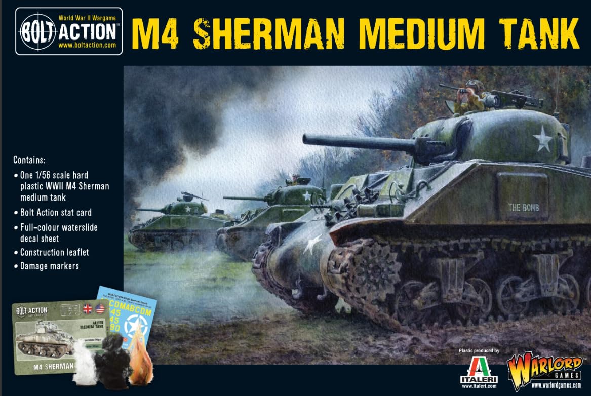 Warlord Games M4 Sherman Medium Tank - 1/56 Scale Model Kit - Bolt Action