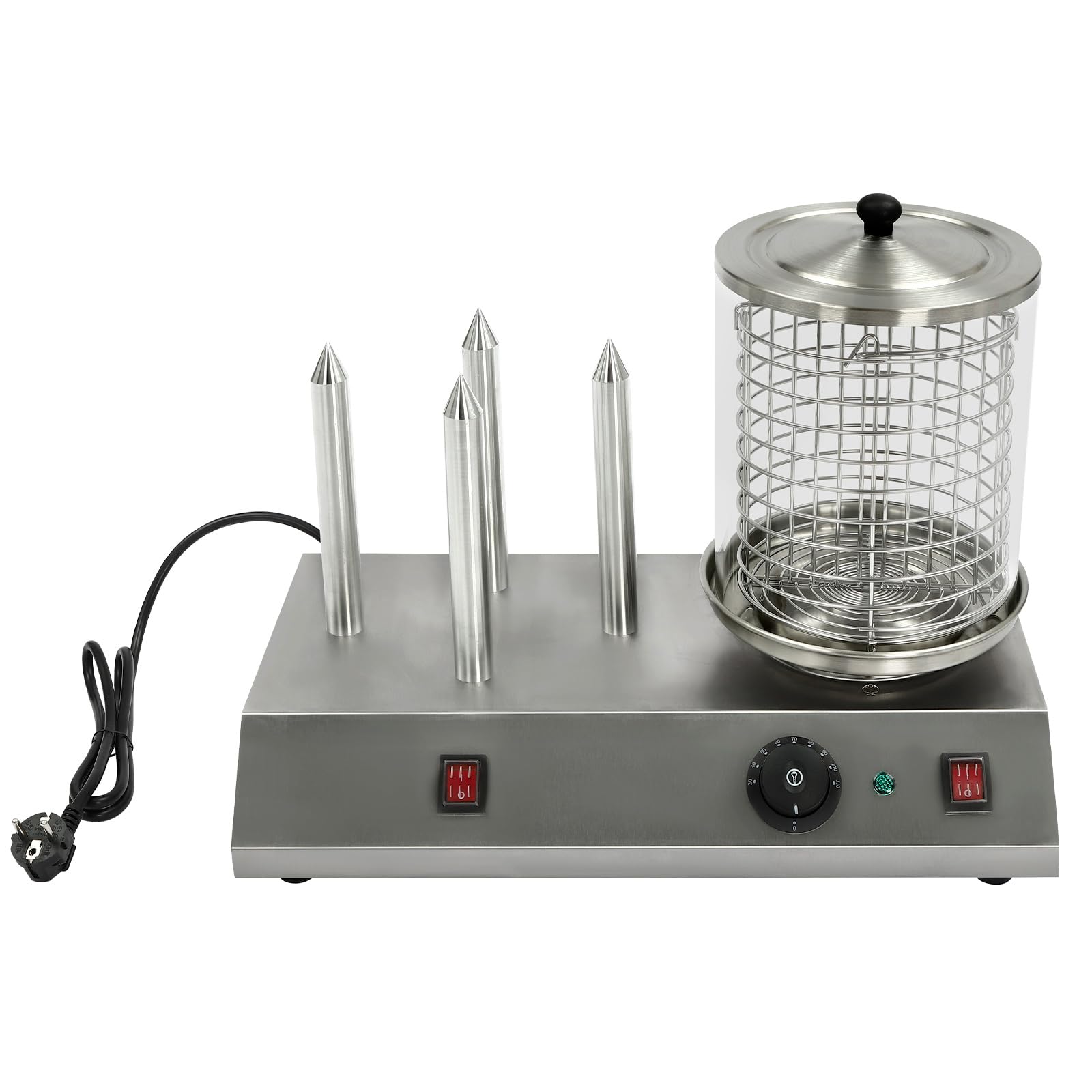 Machine à Hot-Dog Appareil Chauffage Rapide Isolant Brochettes Acier Inoxydable ContrôLe TempéRature Saucisses Professionnelle Automatique Commercial Fonctionnement Simple Polyvalent