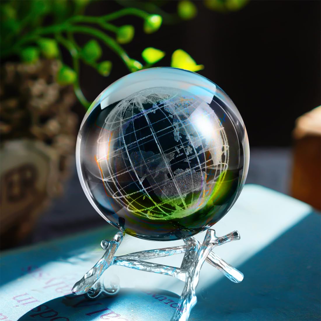Presse-papier 60 mm, sphère de cristal de lune, sphère de verre gravée au laser 3D