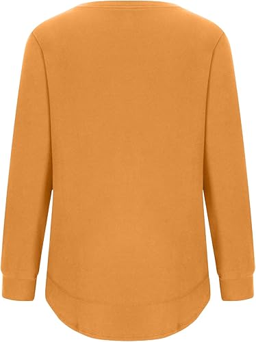 Miniatura 8 de Ceboyel Camisetas de otoño 2023 para mujer, camisetas de color liso, túnica de manga larga, blusas casuales elegantes para salir, ropa de mujer