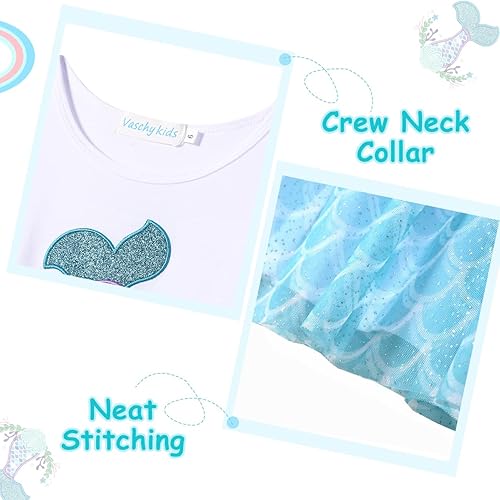 Miniatura 5 de VASCHY Vestido de tul para niñas, lindo atuendo casual de princesa con volantes, ropa para niñas pequeñasgrandes, talla 2-10T