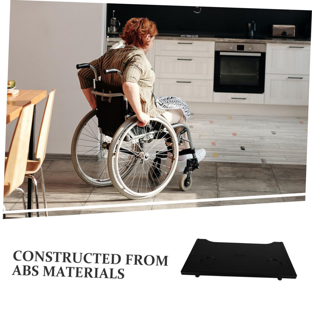 Table à Manger pour Fauteuil Roulant Noire Abs, Lot de 2 Pièces