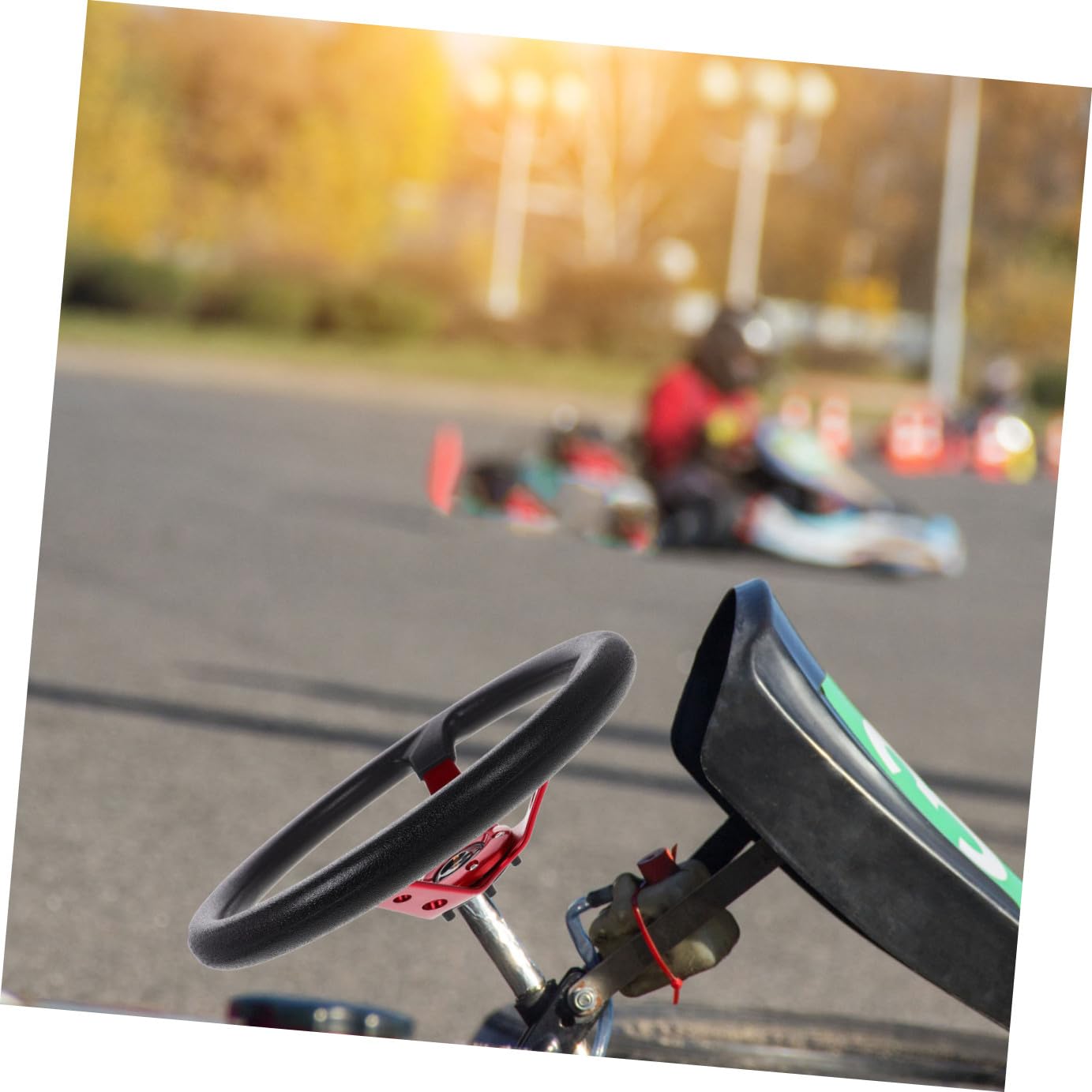 Abaodam Volante Pu Per Auto Sportive e Simulatori Design Karting Con Pulsante Horn Rosso Per Drift e Corse