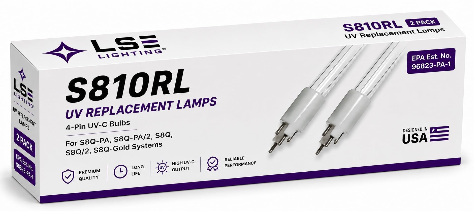 Sterilight S810RL Lot de 2 lampes UV pour S8Q-PA, S8Q-PA/2 S8Q, S8Q/2 S8Q-GOLD