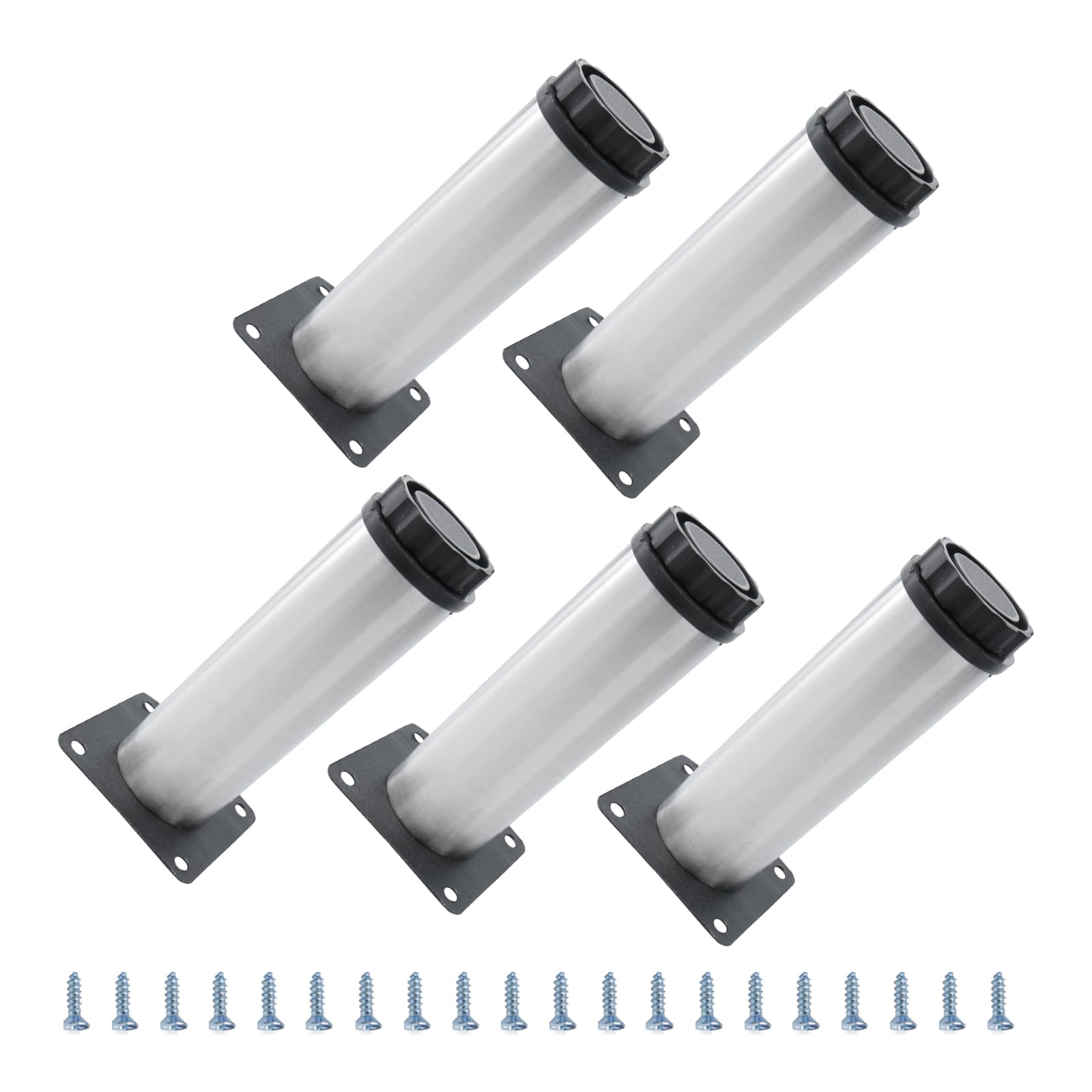 METALLIXITY Furniture Legs (5 Inch Height) 5Pcs, Stainless Steel Furniture Cabinet Metal Legs with Screws