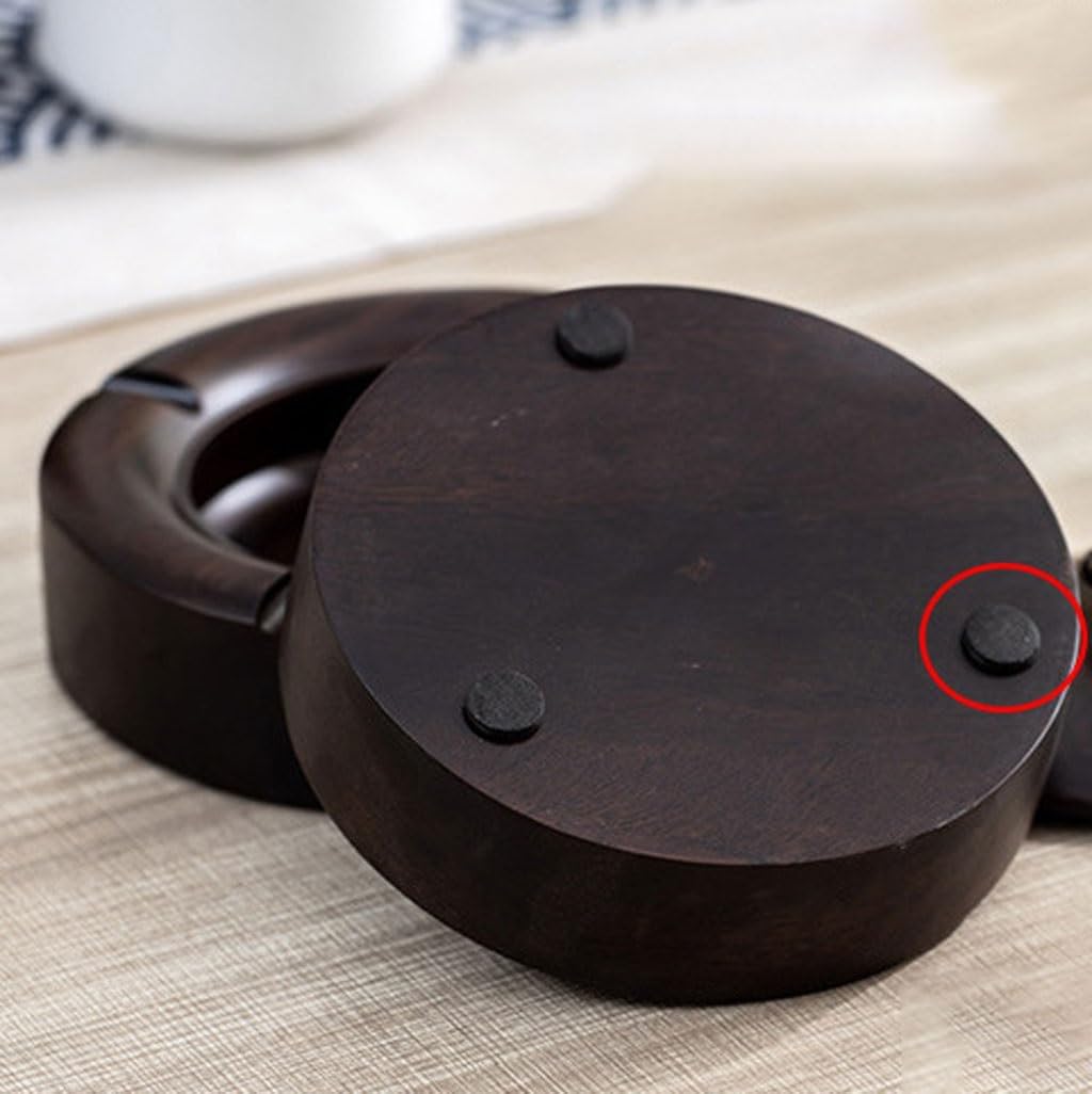 ULTRAWAVE Ash Tray for Desktop Ashtray Large Round Home Living Room Ashtray Anti-Fall Retro Wooden Ebony Wooden Ashtray with Cover Creative Ashtray(Large)