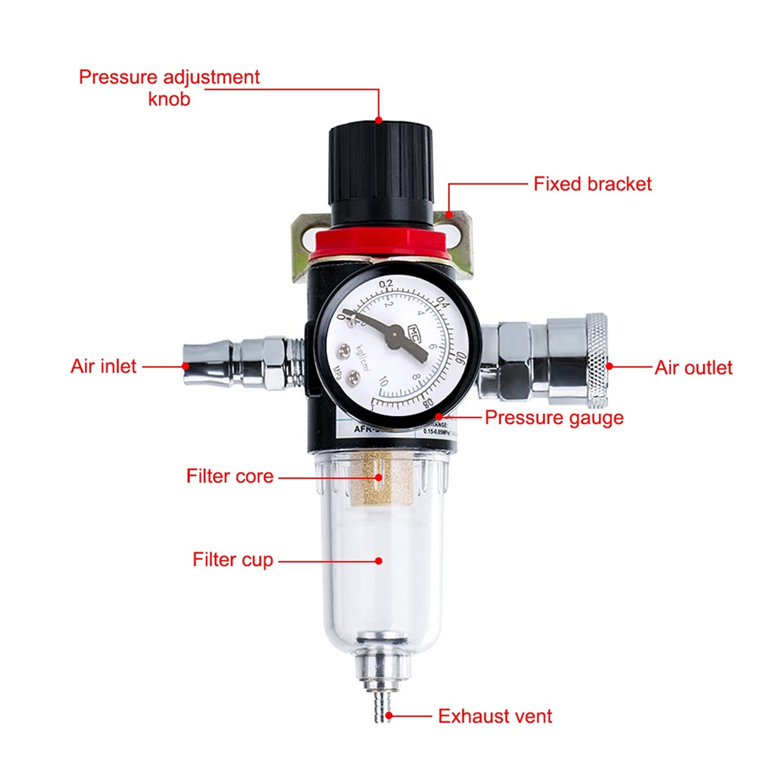 AFR-2000 1/4 Zestaw filtrów pneumatycznych, sprężarka powietrza sprężarka do odporności na ciśnienie w wilgoci Akcesoria do narzędzi pneumatycznych, Narzędzia do