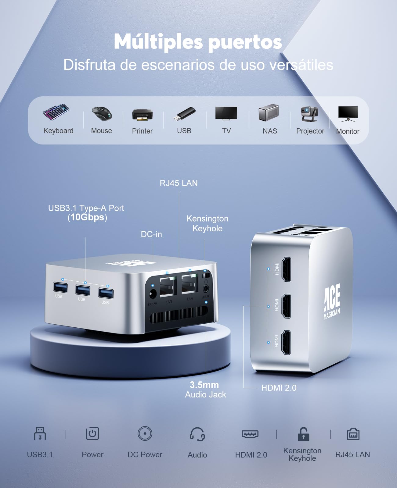 ACEMAGICIAN Mini PC T8Plus, 12th Gen Intel Alder Lake N100 Mini PC