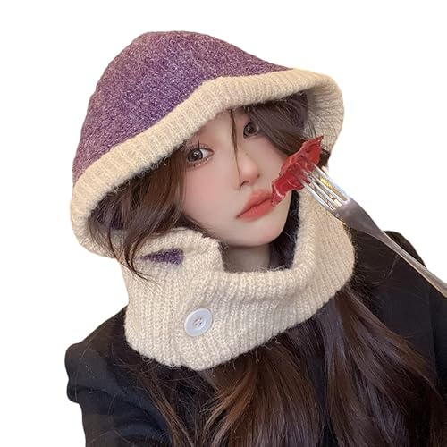 BomberRabbit バラクラバ ニット レディース おしゃれ コーデ 韓国 トレンド 赤ずきん かわいい (バイオレット)