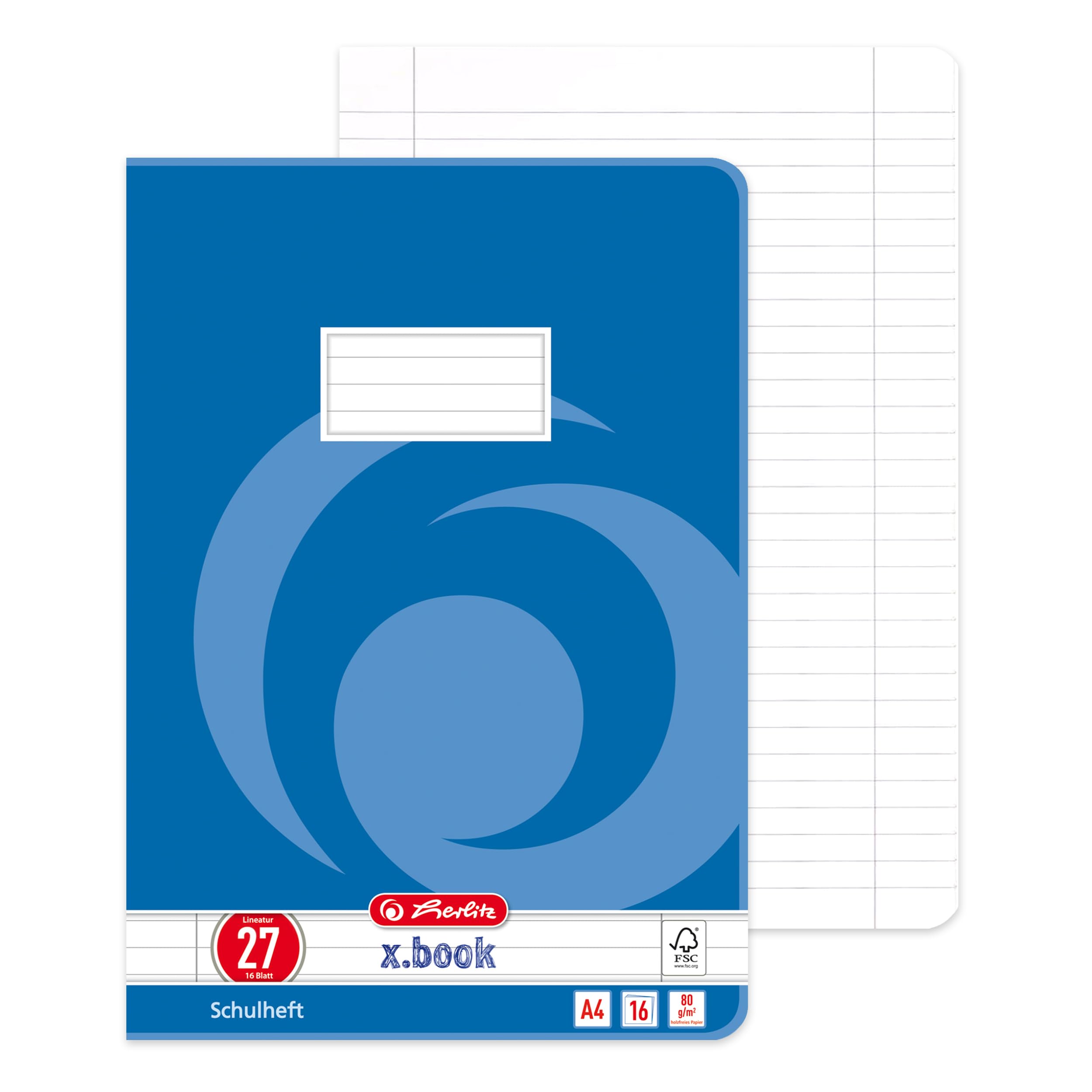Herlitz Quaderno A4 A righe con margini 16 pagine Confezione da 10 pezzi