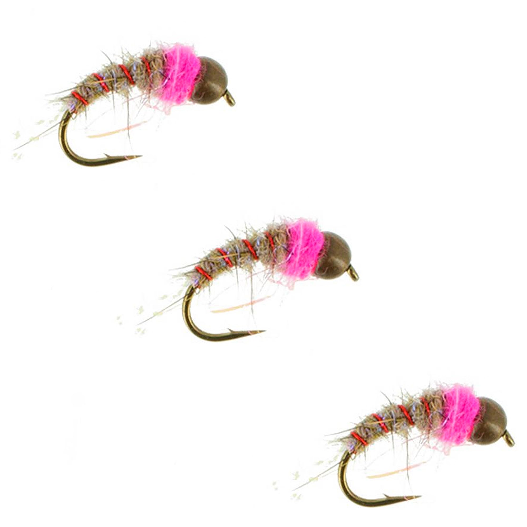 Steelhead Pink Squirrel Flies Size 10 - Tungsten Bead Nymph for Steelhead, Salmon & Trout - 3 Pack