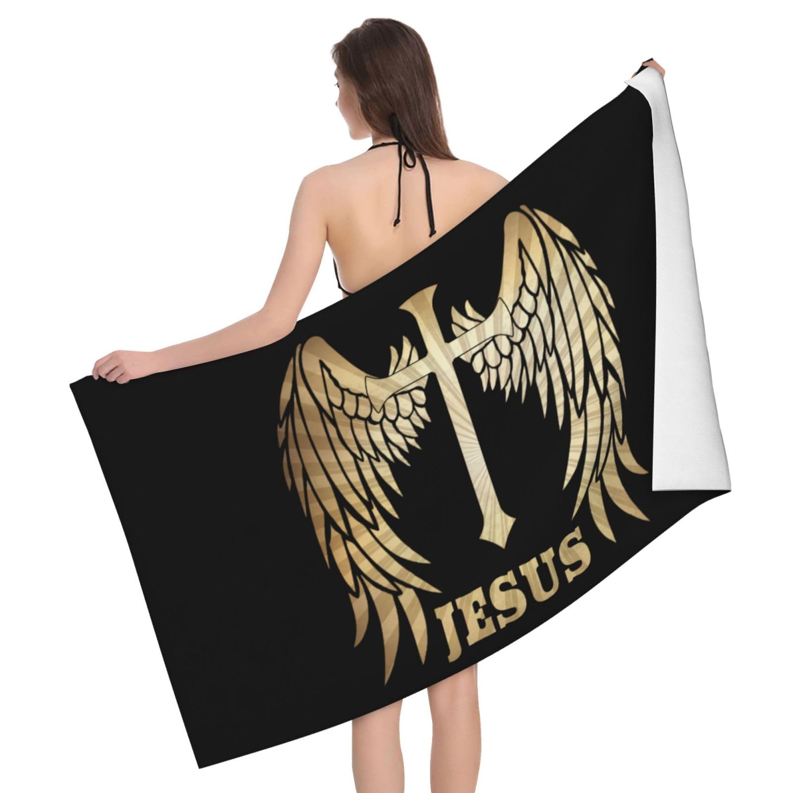 HLBSDM Microfiber Religious Christian Faith Jesus Beach Towel Quick Dry Soft Sand Free Beach Towels for Pool Swim Beach Lightweight Thin Towels