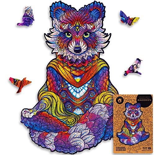 UNIDRAGON Original Puzzle en Bois — Raton Laveur Émancipateur, 105 Teile, Petit 7 x 9.4 Pouces (18 x 24 cm) Bel Emballage Cadeau, Forme Unique Meilleur Cadeau pour Adultes et Enfants Cover