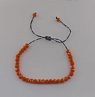 سوار معصم خرز زجاجي قابل للتعديل للنساء (برتقالي)