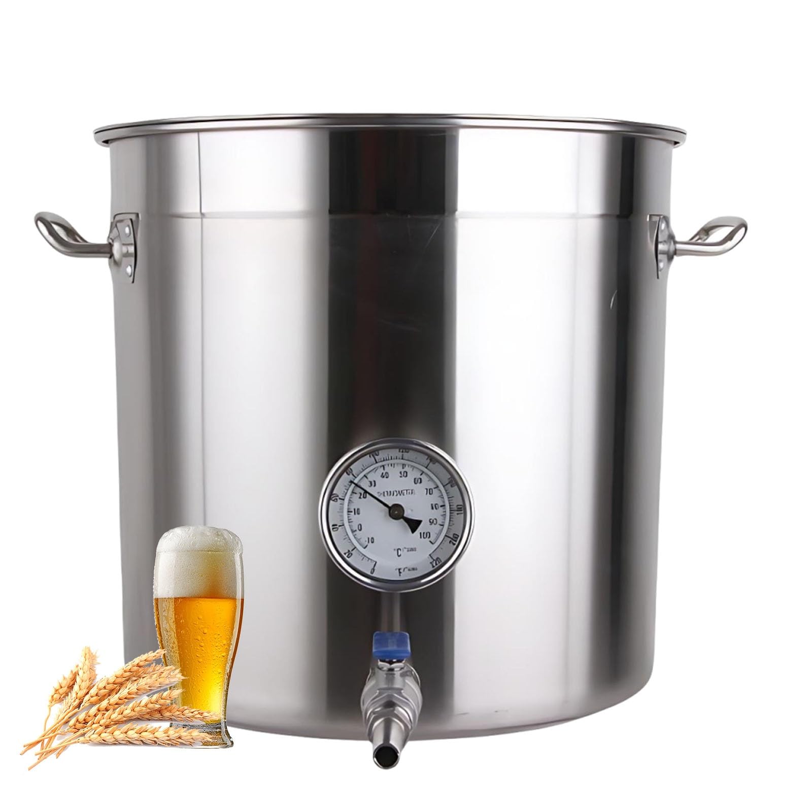 Zintegrowany czajnik odpływowy Homebrew dla entuzjastów rzemiosła, monitorowanie w czasie rzeczywistym, kocioł ze stali nierdzewnej z zaworem kulowym, garnek z 4 nitami dla bezpiecznego przepływu