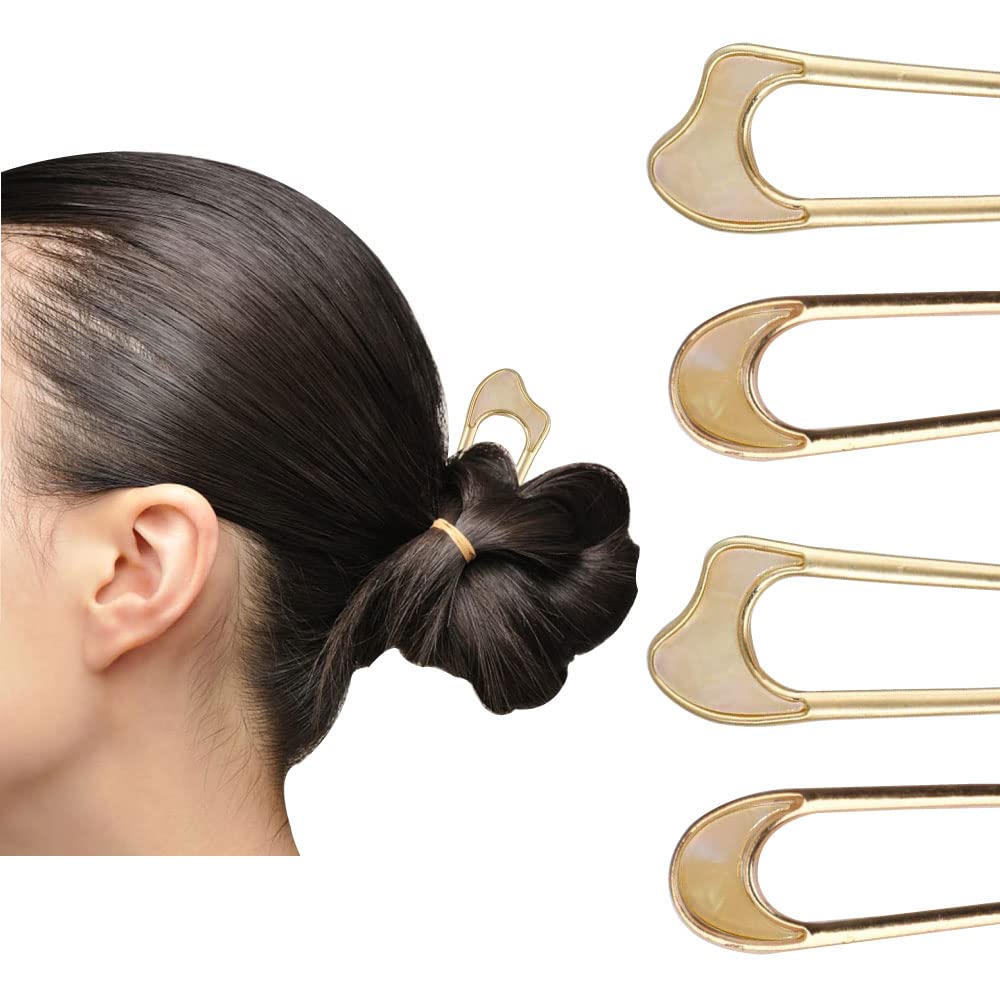 French Hair Pin Metal U Shaped Hair Pins (Pack of 4) - French Pins for Thick Hair - Elegant Hair Fork Hair Pin for Buns Women Girls Hairstyle Accessories : Beauty & Personal Care
