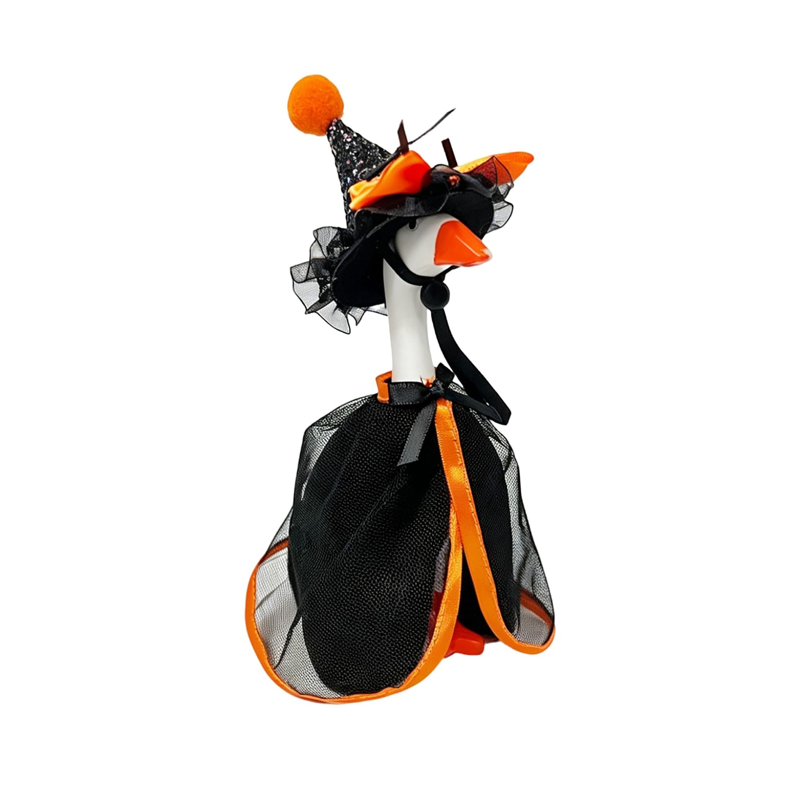 Gliswaieuznd 7 Inch Desk Goose Outfits Mini Desktop Goose Clothes with Witch Hat Cloak Desk Geese Accessories Set for Halloween Mini Geese Statue (Black, 7 Inch)