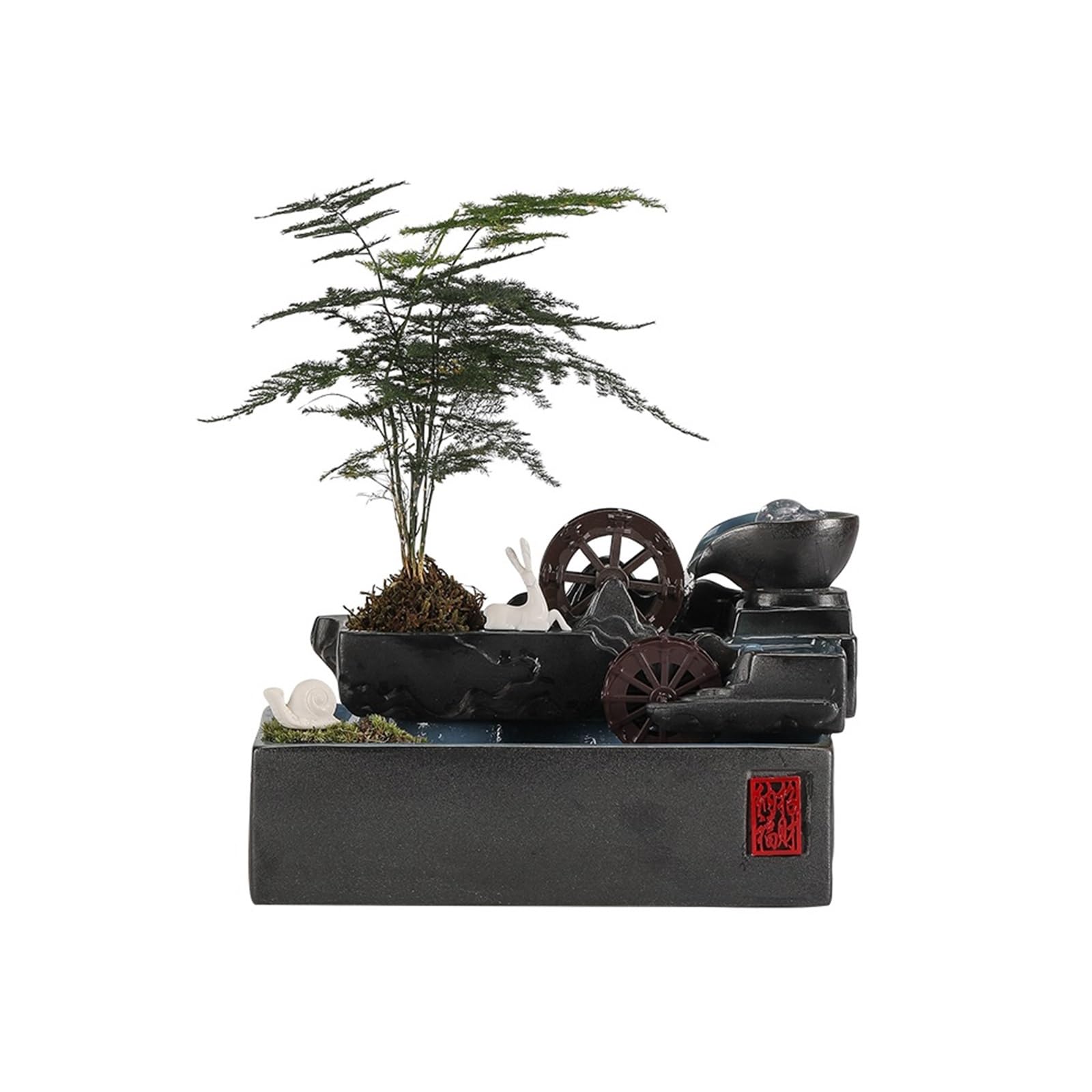Home Water Feature Tabletop Water Fountain - Meditation Desktop Waterwheel for Home Office Decor Relaxation