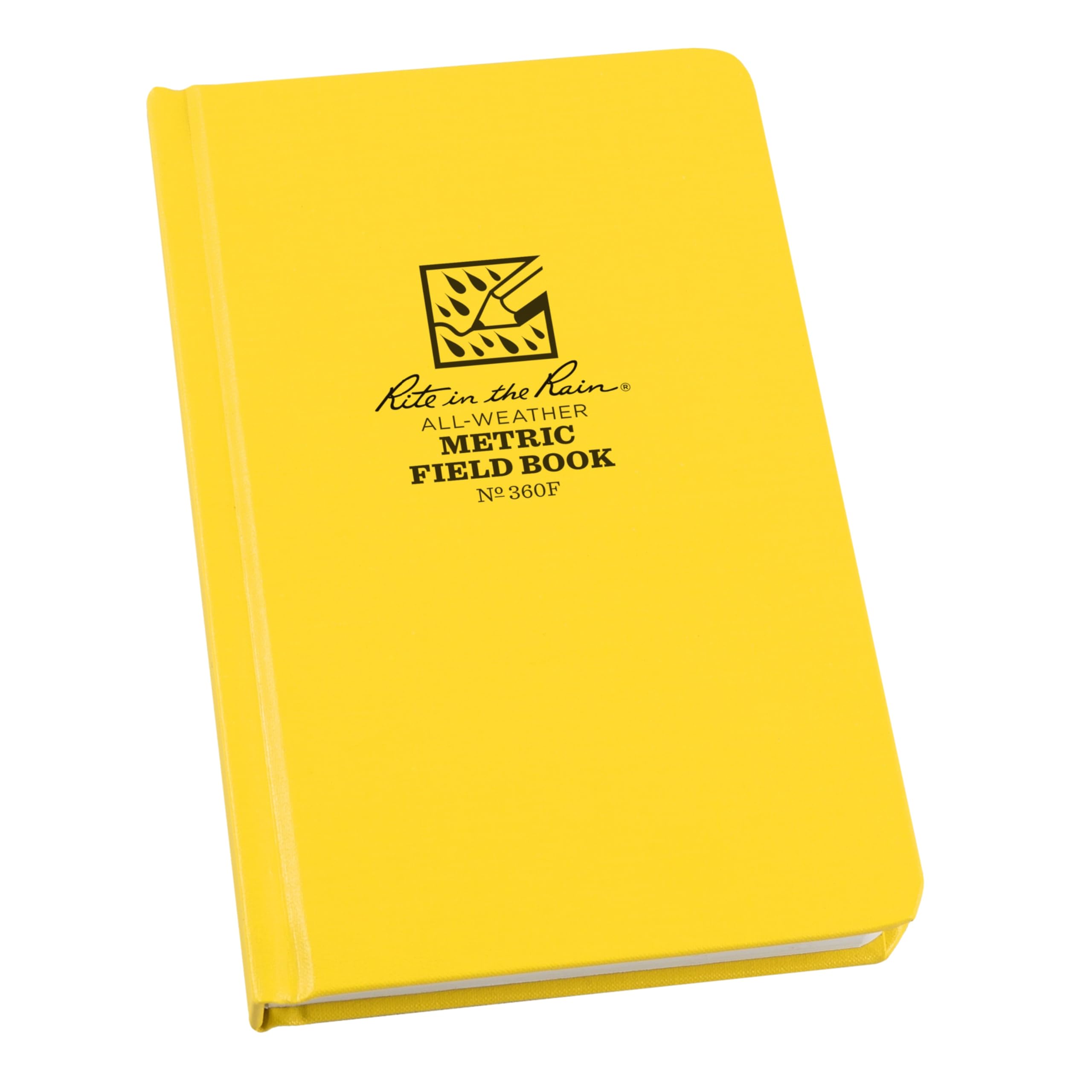 Rite In The Rain Weatherproof Hard Cover Notebook, 4.75" x 7.5", Yellow Cover, Metric Field Pattern (No. 360F)