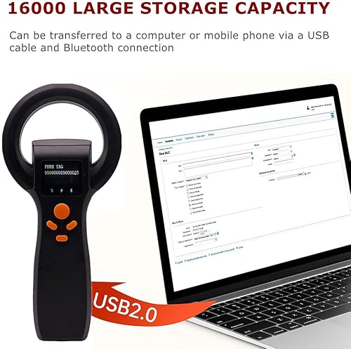 Miniatura 5 de Escáner universal de microchip FDX-A FDX-B HDX para chip AVID de 1015 dígitos, lector de microchip de animales leído con Bluetooth para animales,