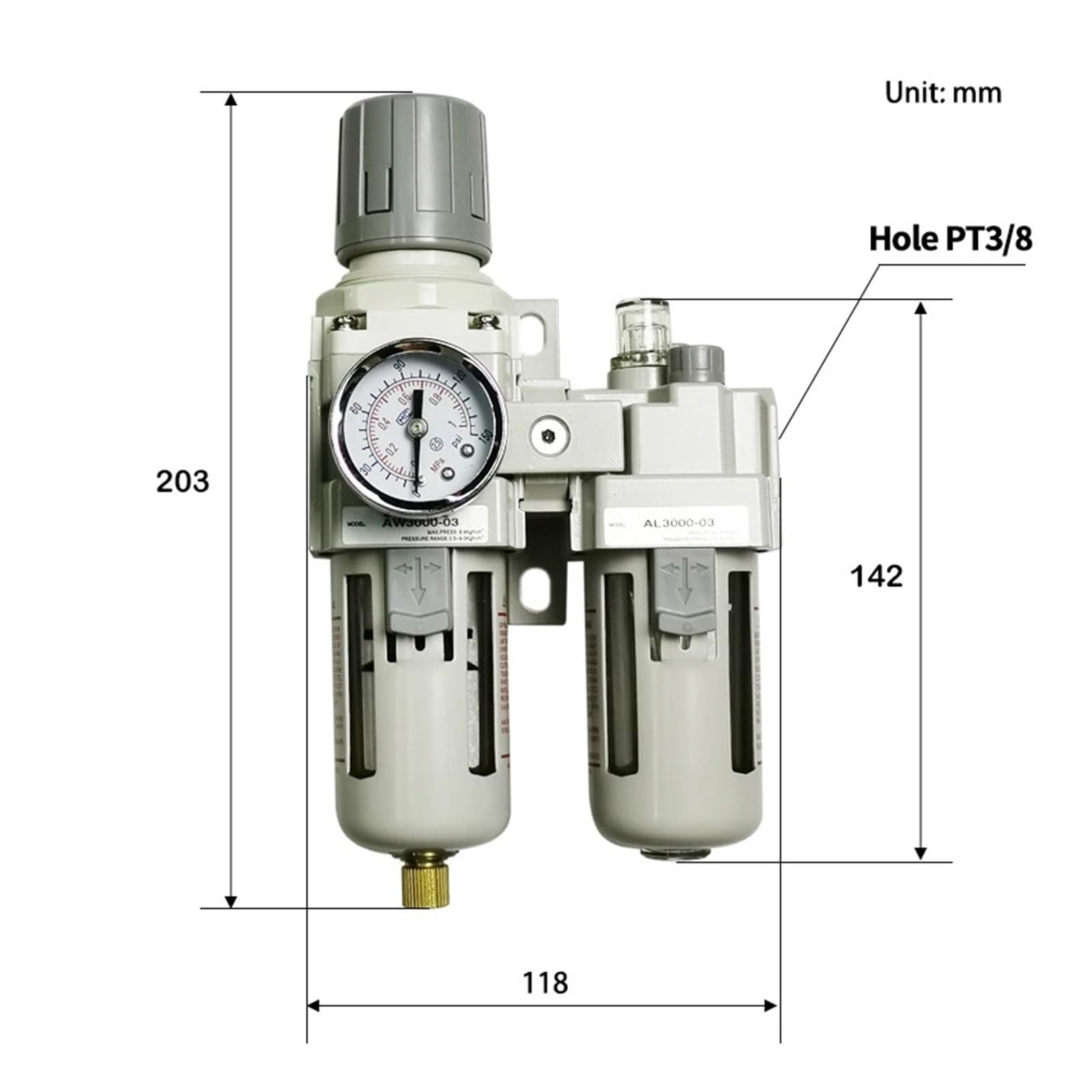 AC3010-03 AC3010-03D FRL filtr powietrza urządzenie do uzdatniania źródła sprężarka filtr regulator smarownicy separator oleju(AC3010-03,Fiber filter)