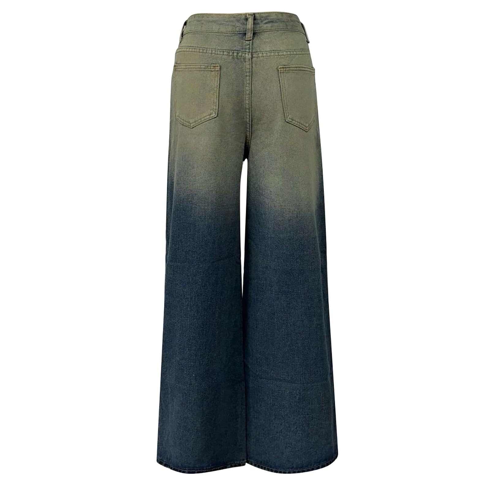 Jeans Donna Leggeri Elasticizzati Jeans Vita Alta Gamba Larga Larghi Pantaloni Denim Baggy Casual Leggeri Moda Pantaloni Elasticizzati Curvy con Tasche Palazzo Streetwear Eleganti Comodi Hiphop
