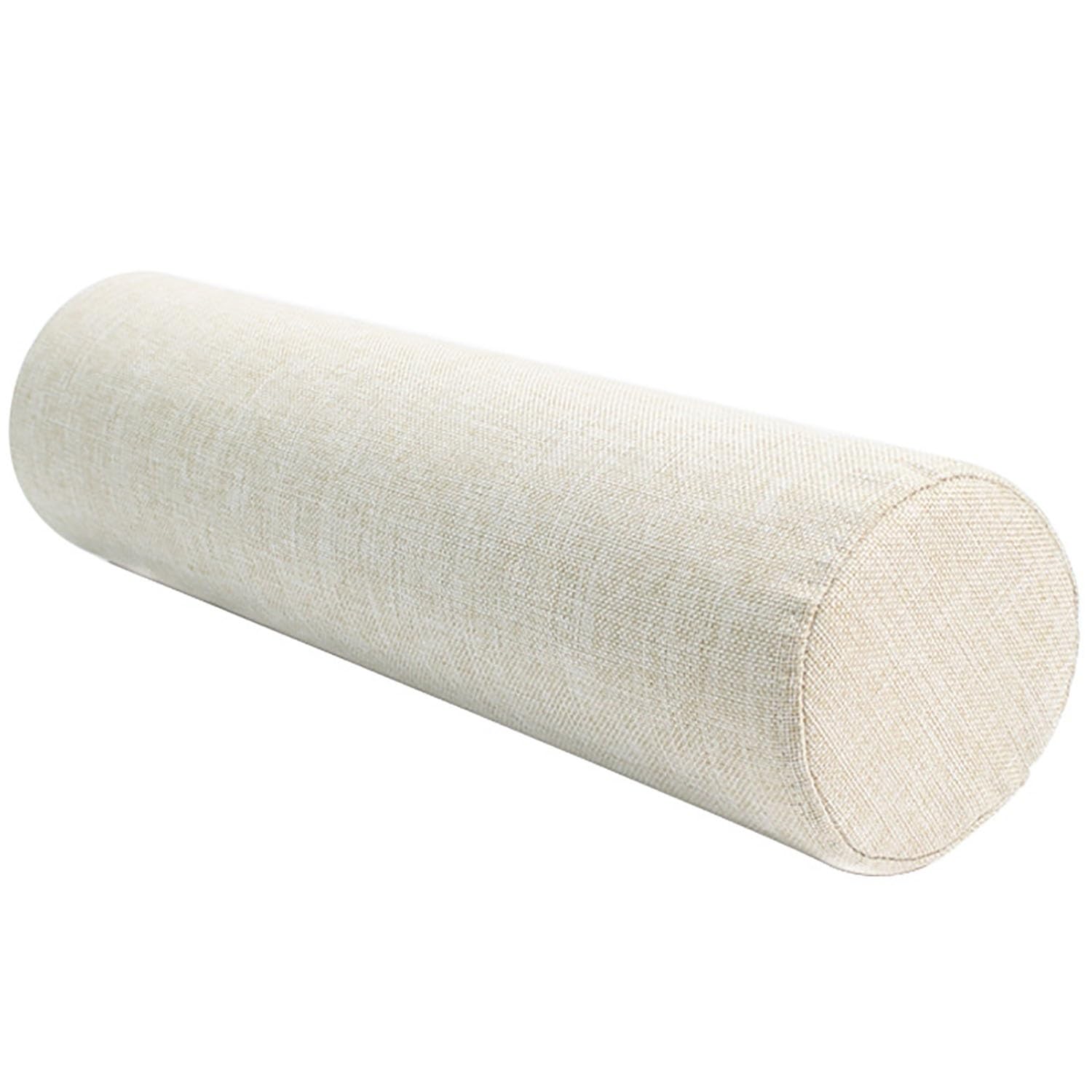 Aqigr Beige Round Cervical Roll Bolster Pillow With Removable & Washable Pillow Cover, Bolster Pillow Filled With Soft, Round Bolster Pillowcase Cover(,15X70cm)