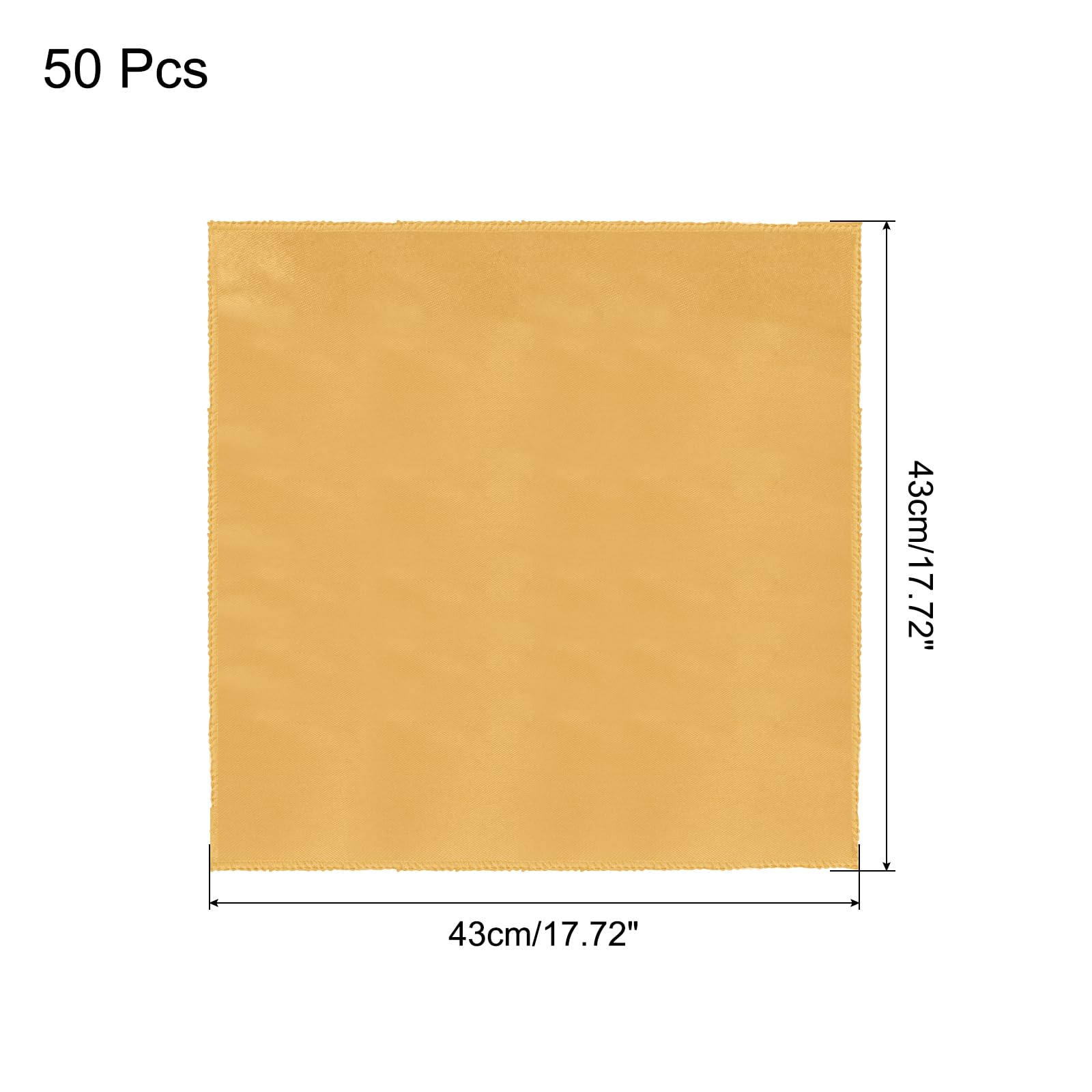 sourcing map Lot de 50 serviettes de table carrées en polyester satiné doré pour événement, fête de mariage, décoration de table, 43,2 x 43,2 cm
