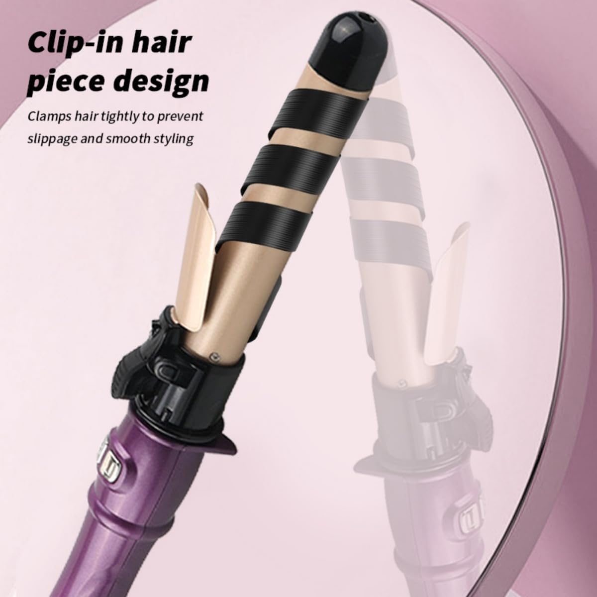 360° Auto Rotating Curling Iron|Curling Iron|Curling Wand |Tourmaline Ceramic Heating | Smart Temp Control (100-230°F) | for All Hair Types |Golden|Heat-Resistant Handle + Tangle-Free Cord