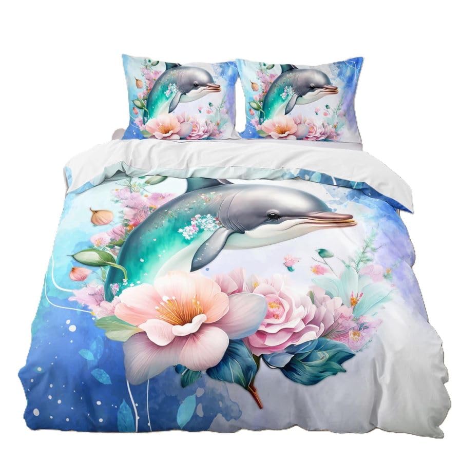 Parure housse de couette dauphin de qualité supérieure modèle BED0099 multicolore