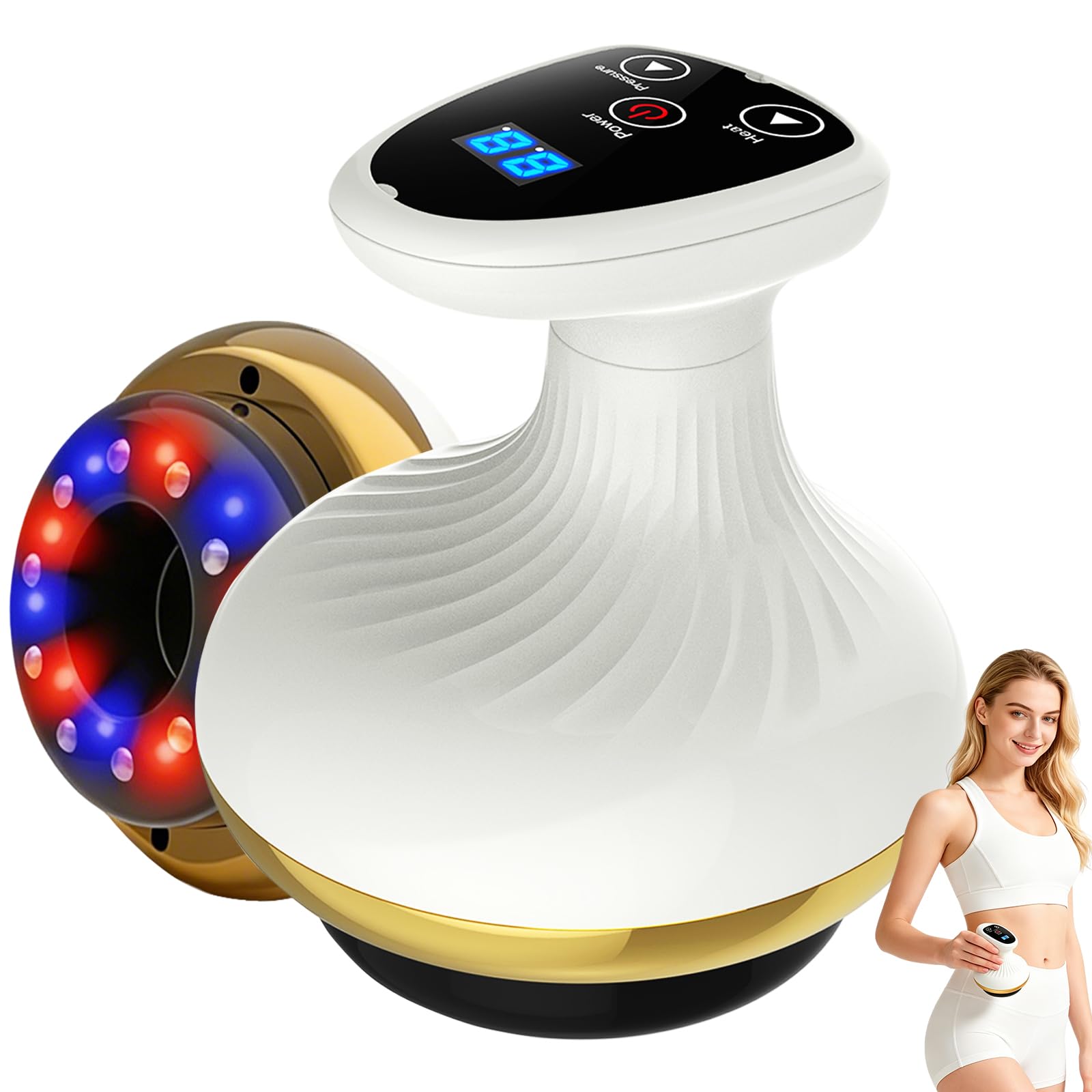 Cellulite Massagegerät, 4-in-1 Anti Cellulite Vakuum Massagegerät, Gua Sha Elektrisch Massager mit 9 Saugstufen & Wärmetherapie, für Körperstraffung, Lymphdrainage & Durchblutung