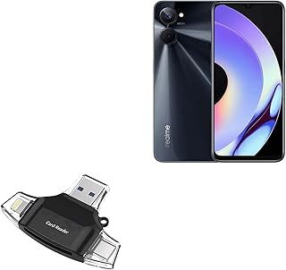 BoxWave Smart Gadget Compatible with Realme 10s - AllReader SD Card Reader, microSD Card Reader SD Compact USB - Jet Black