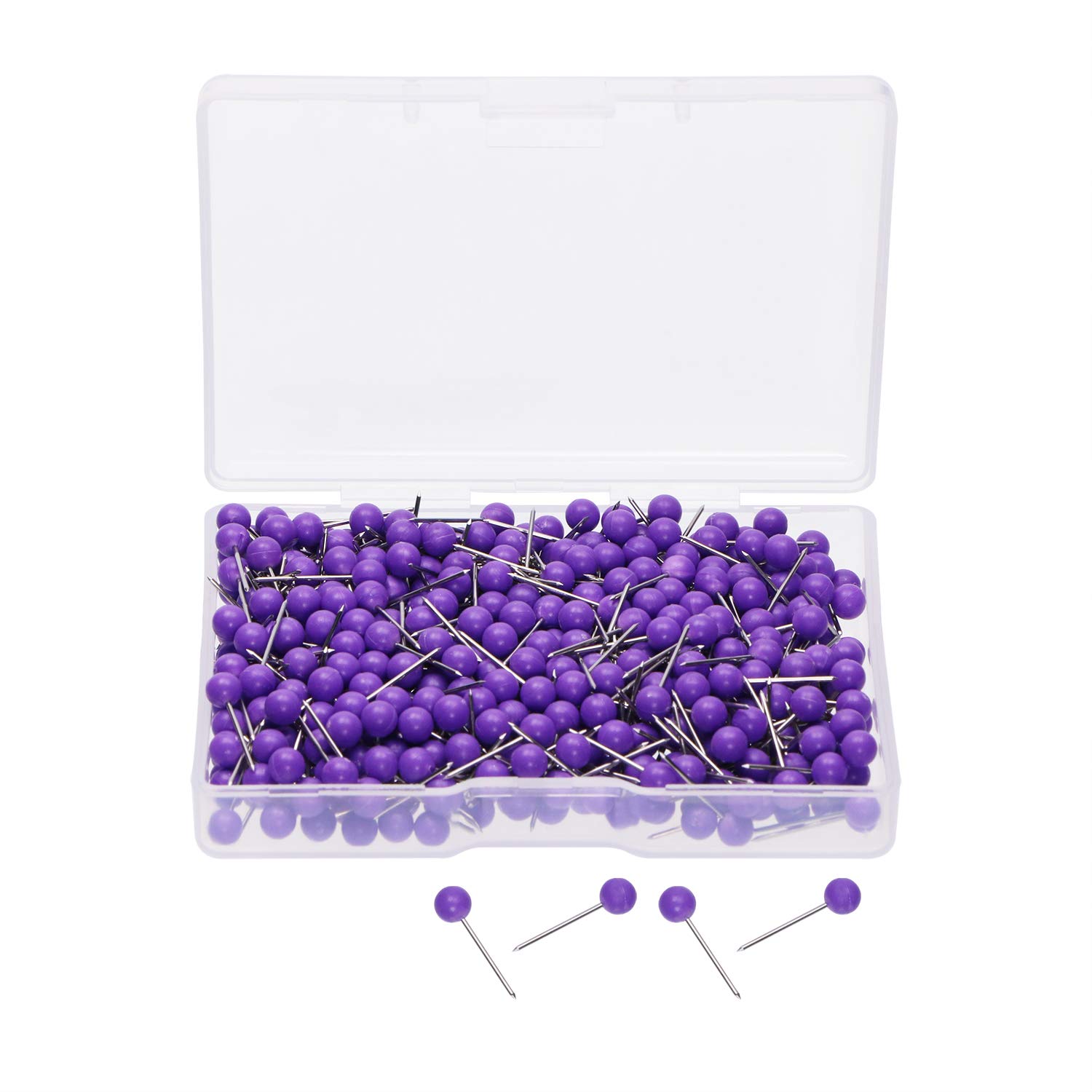 Tupalizy 1/8 Inch Small Round Ball Head Decorative Push Pins Map Thumb Tacks for Travel Map Art Picture Photo Canvas Bulletin Cork Board Wall DIY Craft Home School Office Use, 500PCS (Purple)