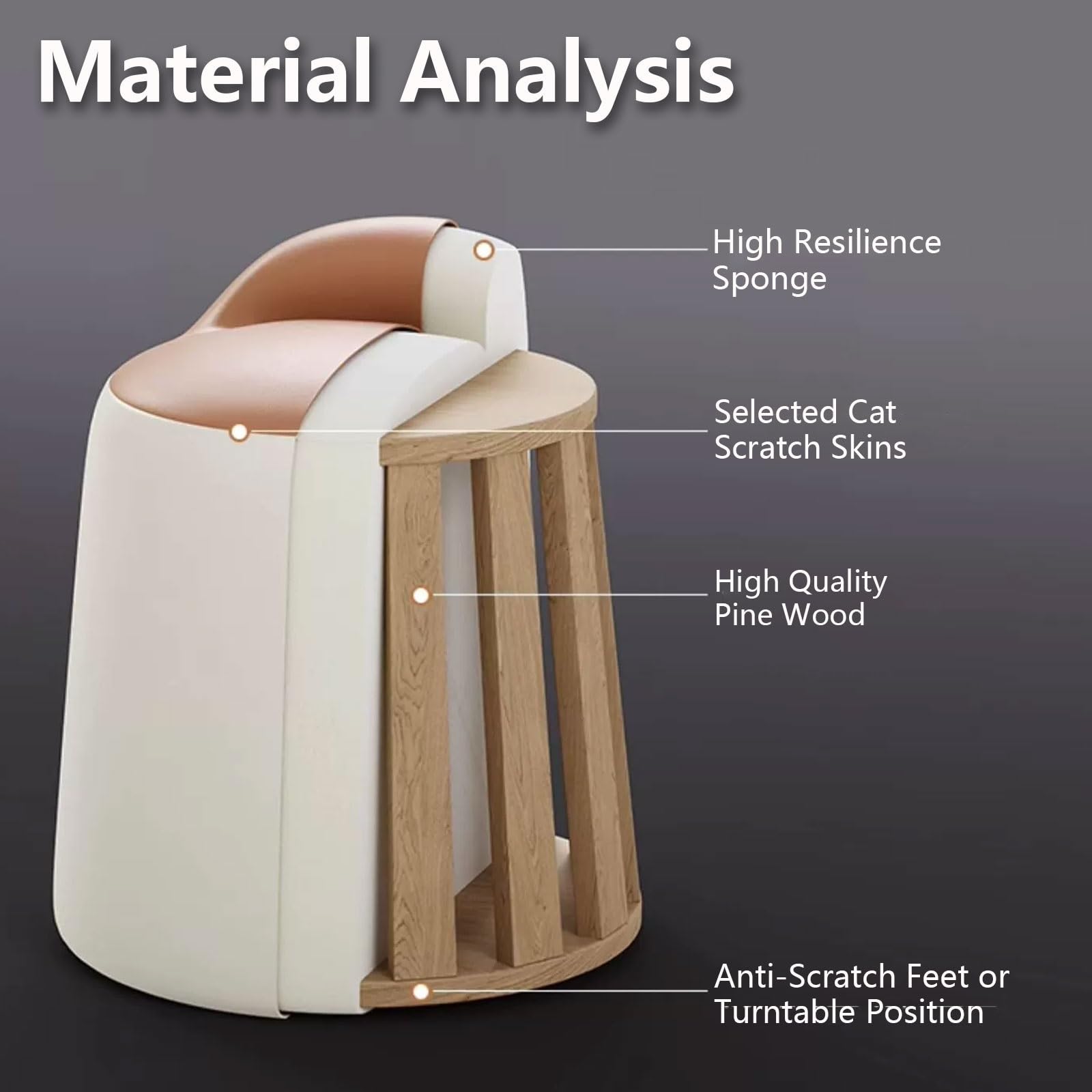 Moderno sgabello girevole bianco – sedia rotonda imbottita morbida per trucco per camera da letto e salone, elegante e confortevole, ideale per toelettatura di bellezza e uso multifunzionale