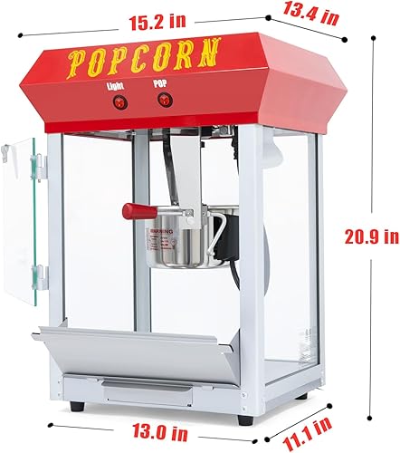 Miniatura 3 de Máquina de palomitas de maíz de 6 onzas, máquina de palomitas de maíz estilo bar, máquina de palomitas de maíz de 600 W, para fiestas de cine en