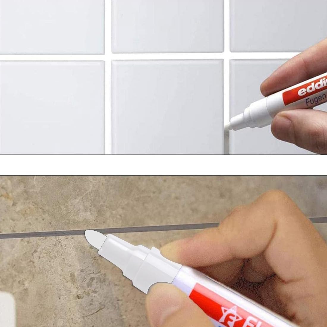3 Pezzi Pennarello per Fughe Piastrelle,Stucco per Fughe Piastrelle,Pennarello Fughe Bianco,Pennarello per Fughe,Penna per Fughe Piastrelle Bianco per Ripristinare Piastrelle Pavimenti Pareti Bagni