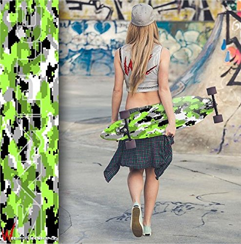 WraptorCamo Digital Camo Neon Green - Decal Style Vinyl Wrap Skin fits Longboard Skateboards up to 10