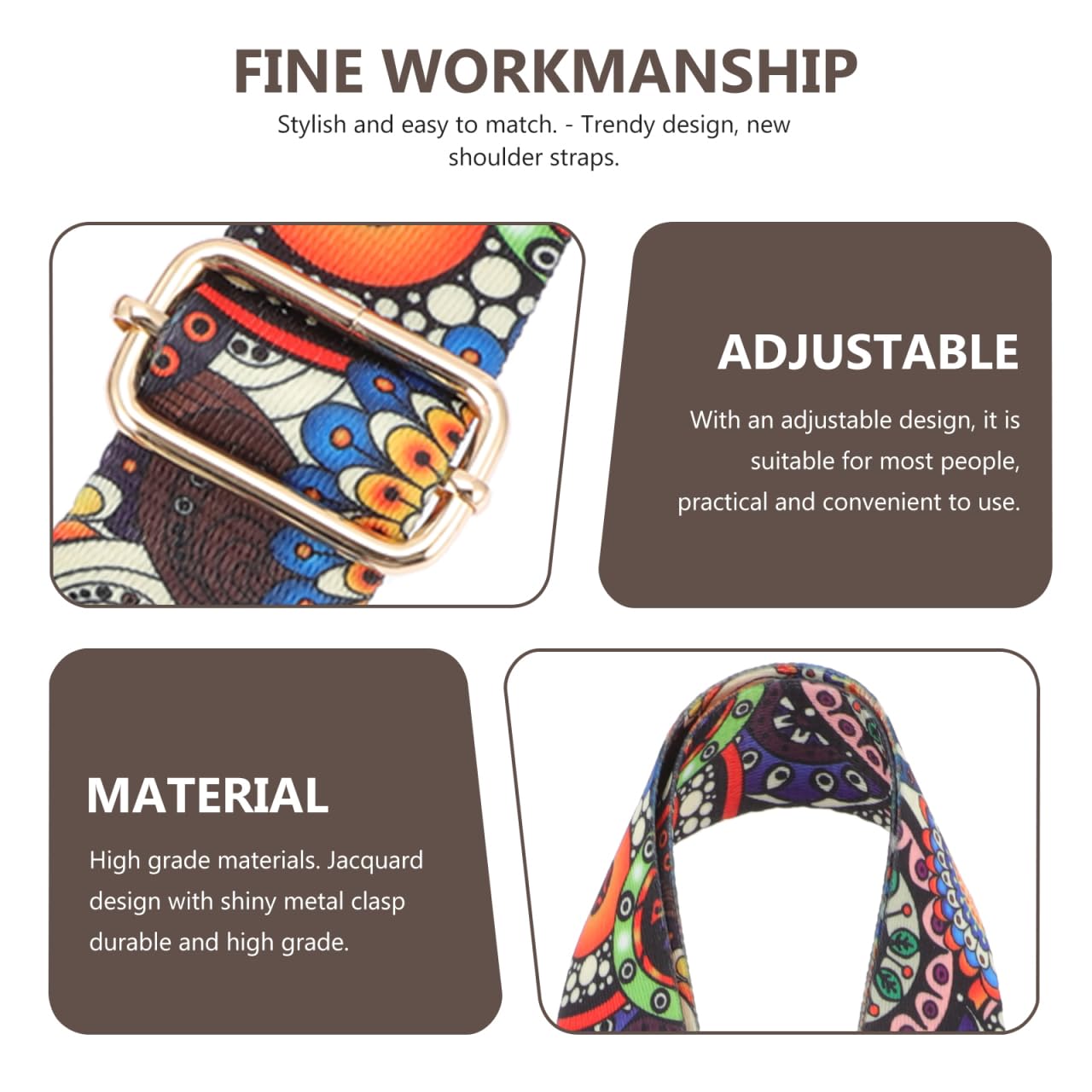 Vaguelly Banjo Strap Vintage Flower Pattern Banjo Belt Adjustable Jacquard Weave Guitar Strap Banjo Shoulder Strap Neck Sling Strap for Banjo Electric Acoustic Guitars Bass
