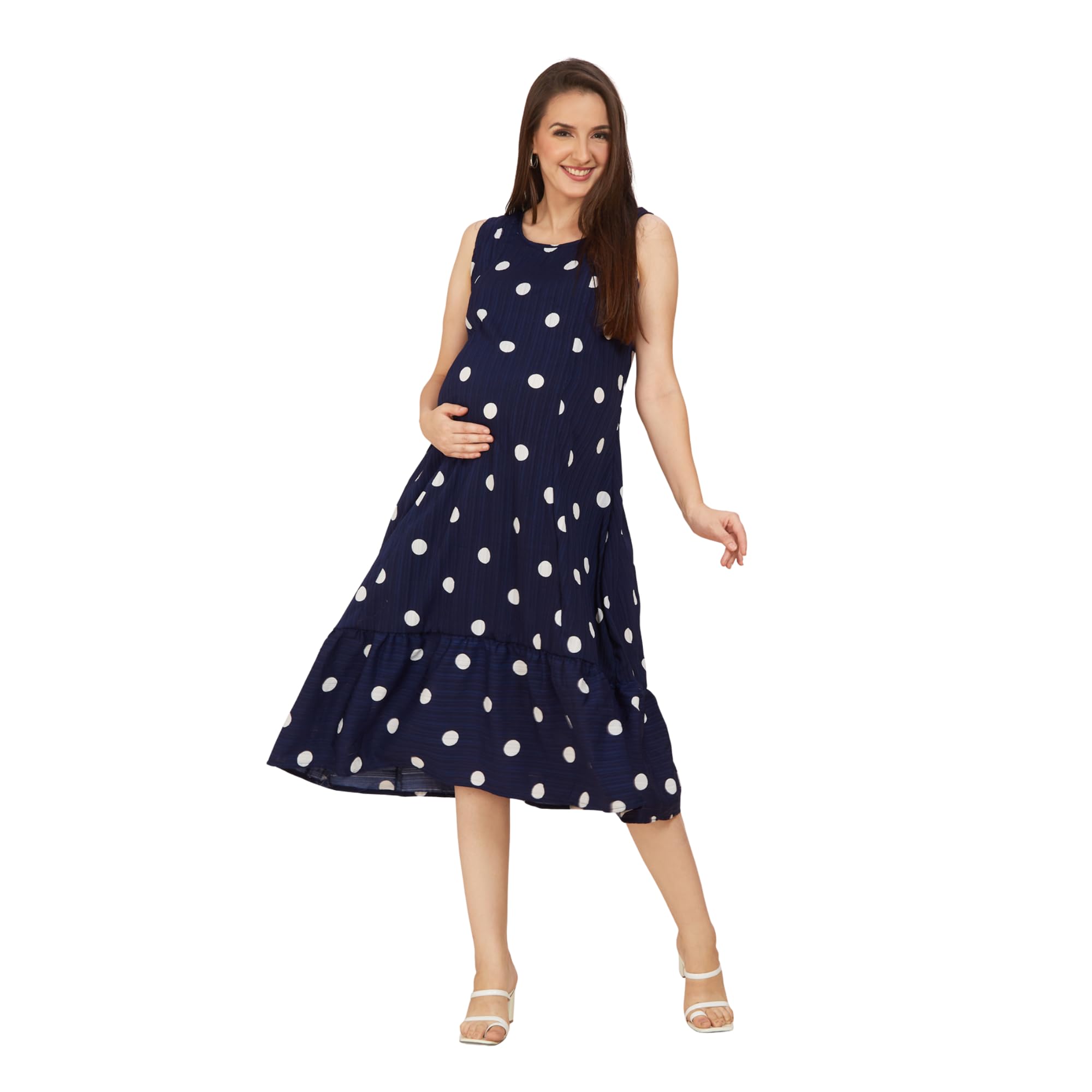 Navy Blue Classic Maternity Dress-picture-45