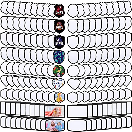 90 Pieces Sublimation Patches Blank Patches Fabric Iron-on Patch 3 Shapes Sublimation Blanks Hat Patches Polyester Repair Patches for DIY Crafts Clothes, Hats, Uniforms, Backpacks (Black Frame)