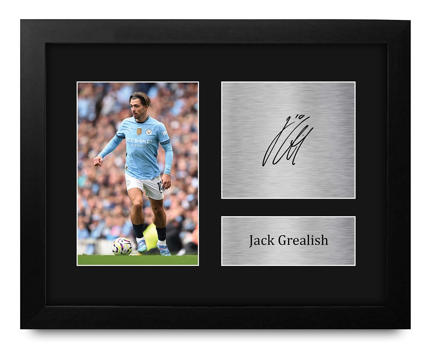 HWC Trading Jack Grealish Manchester City Framed Gifts Printed Signed Autograph Picture for Football Fans and Supporters - US Letter Size