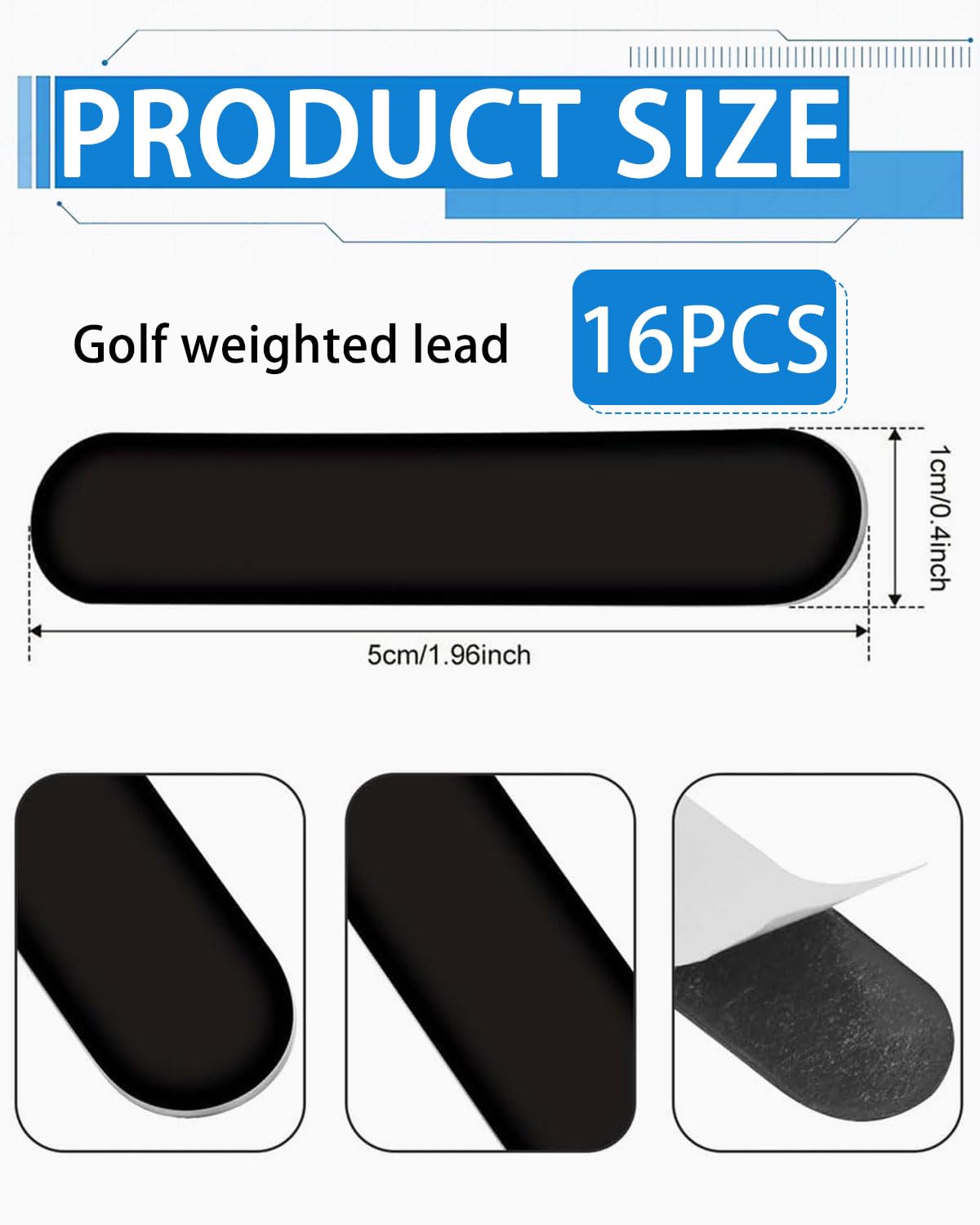 16 pz Nastro di Piombo per Racchette da Tennis, 5g Golf Nastro Piombo Pickleball Paddle,per Racchette da Tennis Proteggere la Protezione del Bordo della Pagaia, Aumentare Il Contrappeso