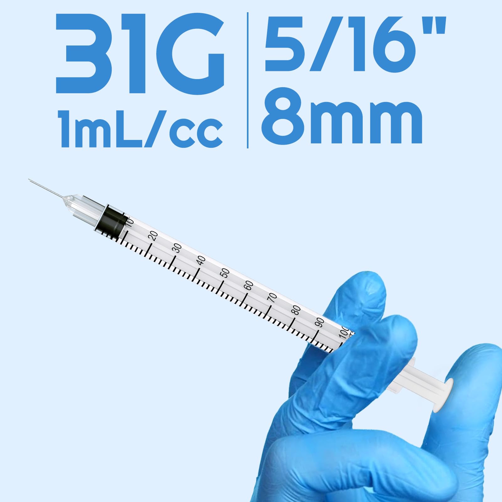 Pack of 100 Syringes U-100 31G 5/16" 1ml, Disposable Syringe, Lab Supplies — Amazon image 2