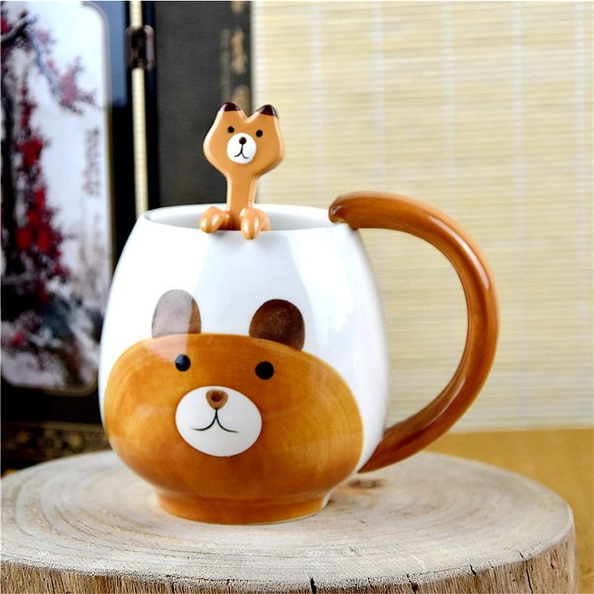 Arawat Hond Mok Geschenk 3d Dier Mokken Grappig Koffie Mok Keramiek 350 Ml Theemok Met Lepel & Onderzetter Kerst Koffie Mok Sweet Verjaardagscadeau Voor Vriendje Jongens Vrouwen Mannen