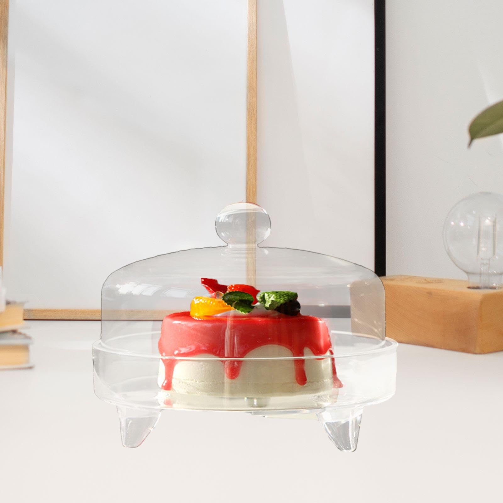 Soporte para Pasteles con Cúpula, Transparente, Expositor de Pasteles, Bandeja para Postres, Ideal para Fiestas, Cumpleaños, Bodas Y Días Festivos, S