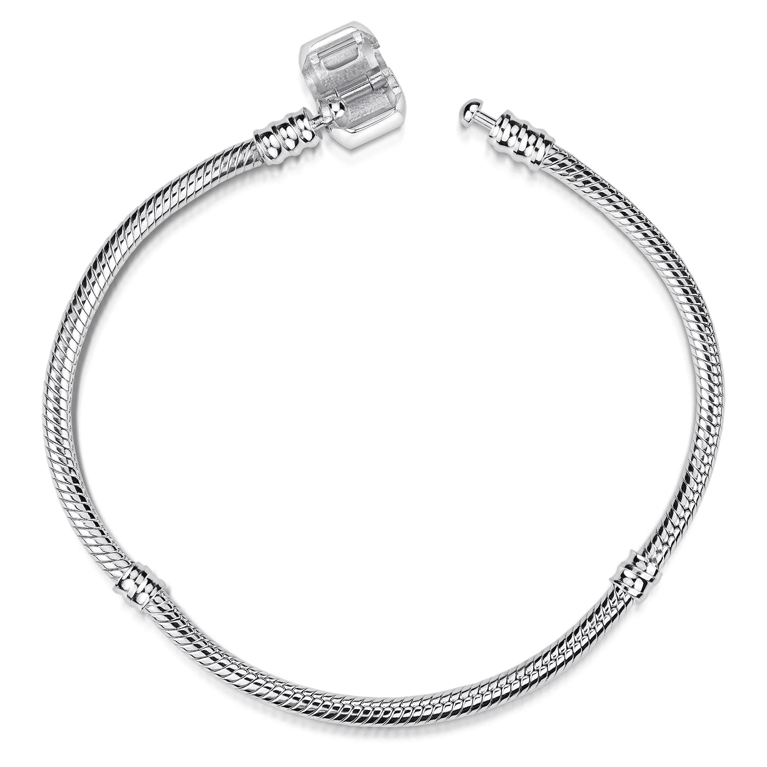 MATERIA 3mm Beads Armband Silber 925 mit Gewinde Clipverschluss 18-22cm Damen Schmuck SA-8