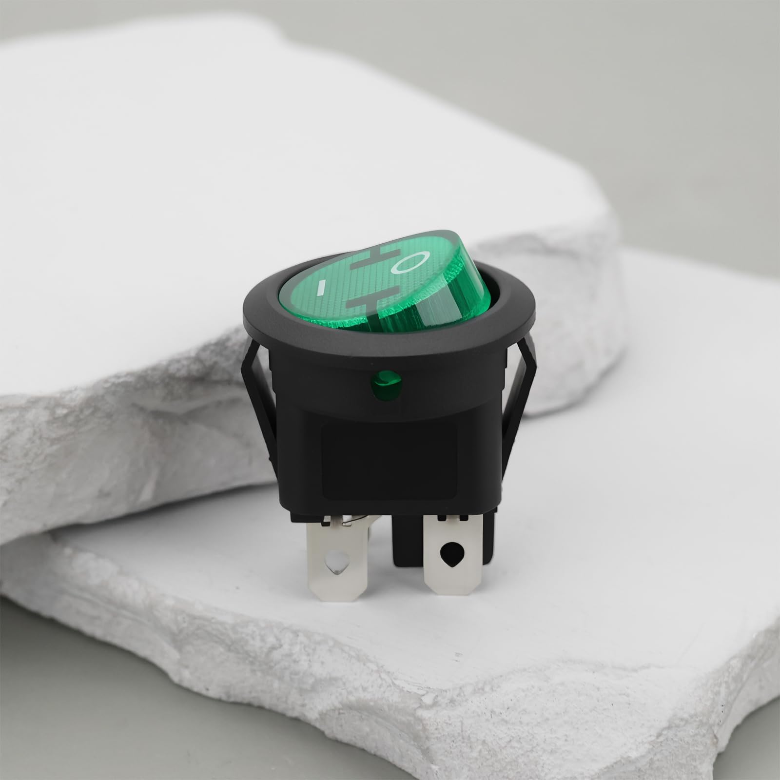 4 szt. zielony podświetlany okrągły przełącznik kołyskowy DPST 6A 250VAC 10A 125VAC do urządzeń elektrycznych