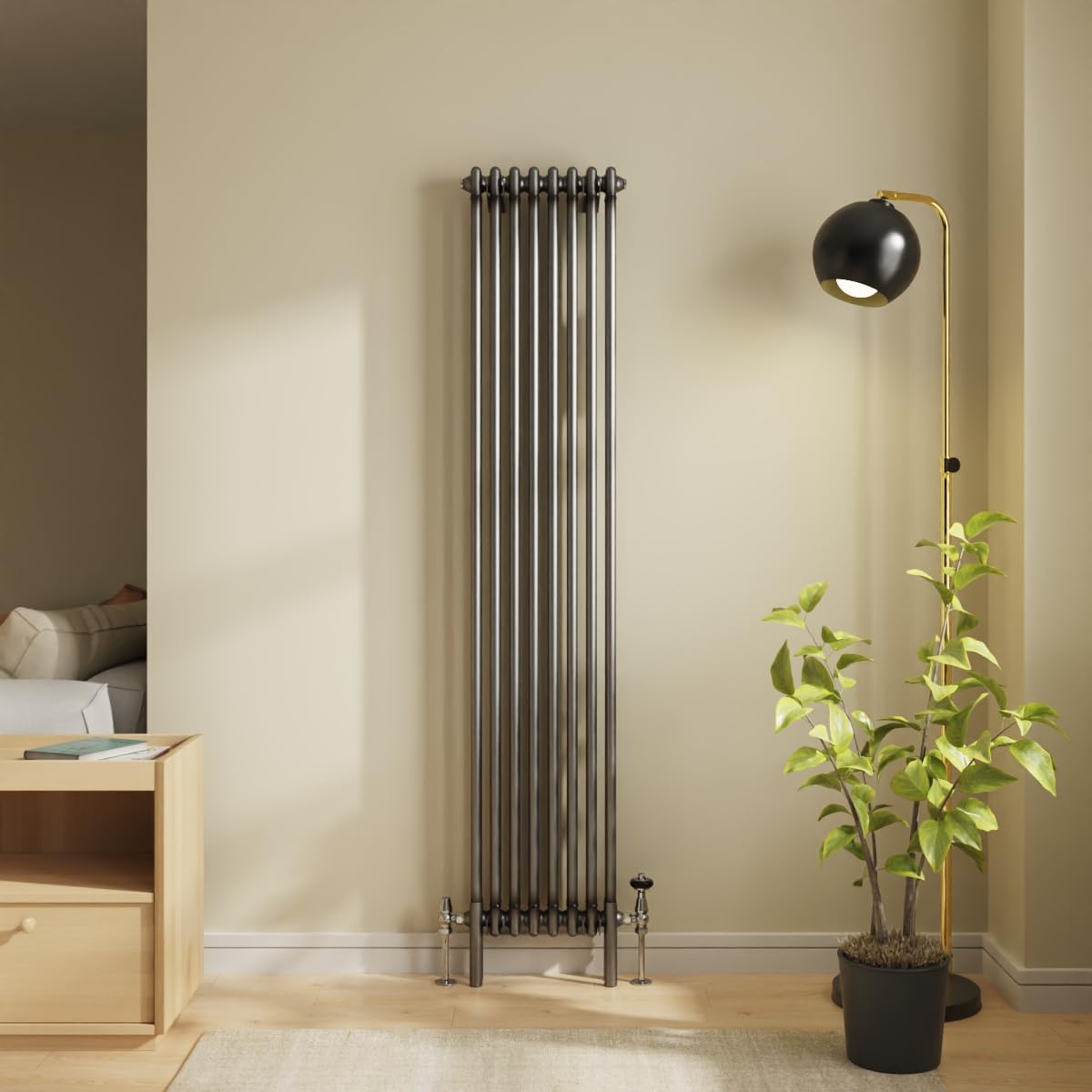Nrg Raw Metal 1800 X 380Mm Cast Iron Double Column Vertical Radiator