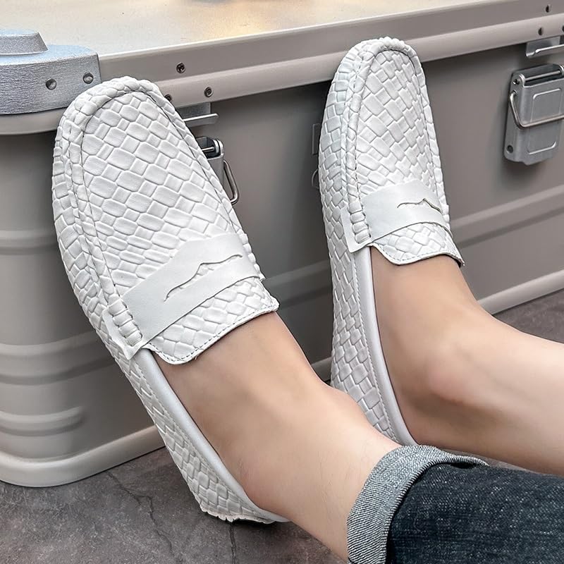 Loafers for Men Square Toe Vegan Leather Stone Pattern Penny Loafers Flat Heel Anti-Slip Lightweight Wedding Fashion Slip-ons4
