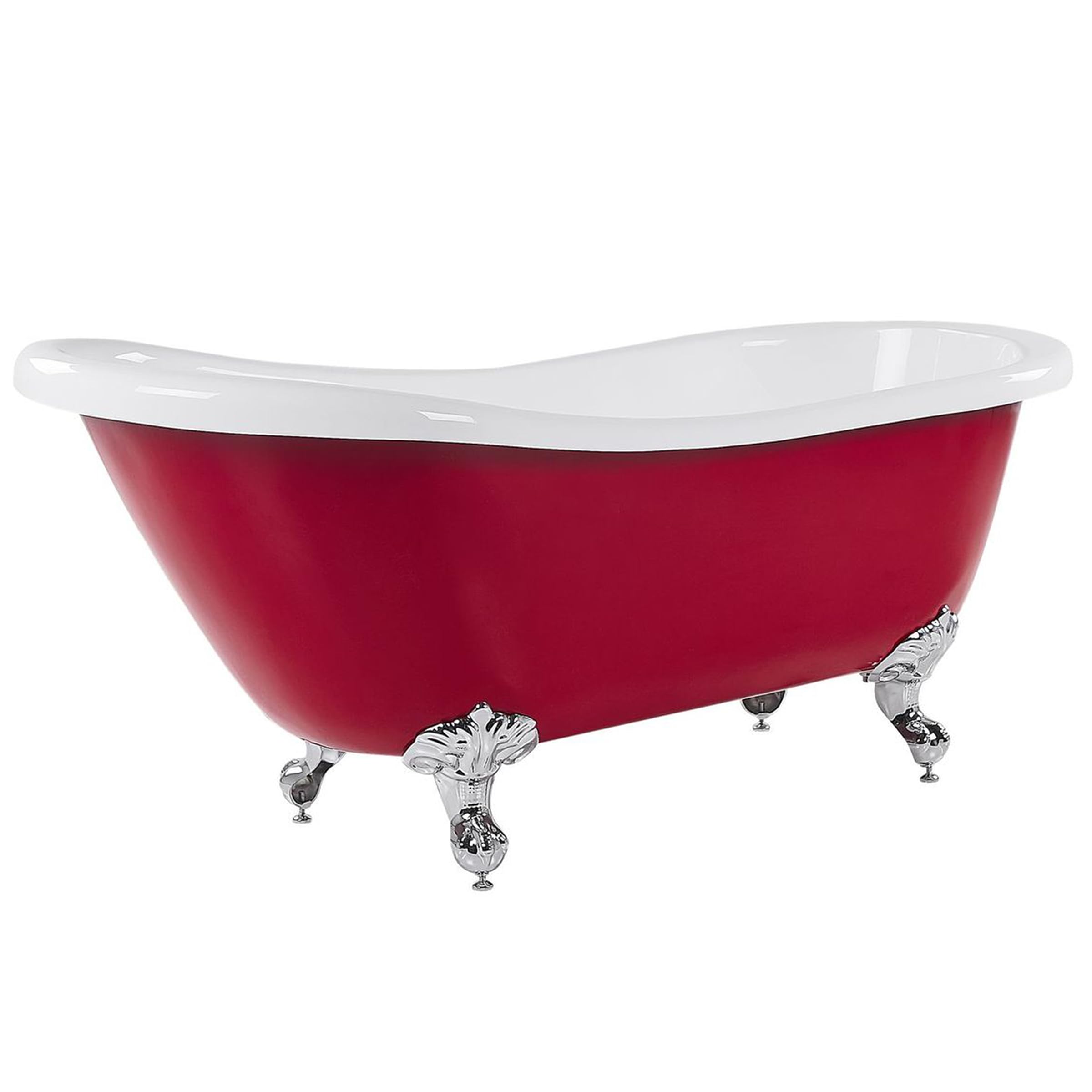 Baignoire Vintage Acrylique 153 x 77 cm Autoportante avec Pieds Rouge Cayman